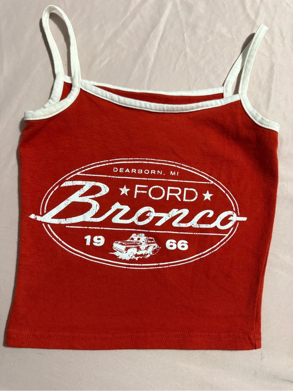 Ford Red Tank Top with White Trim and Bronco Logo
